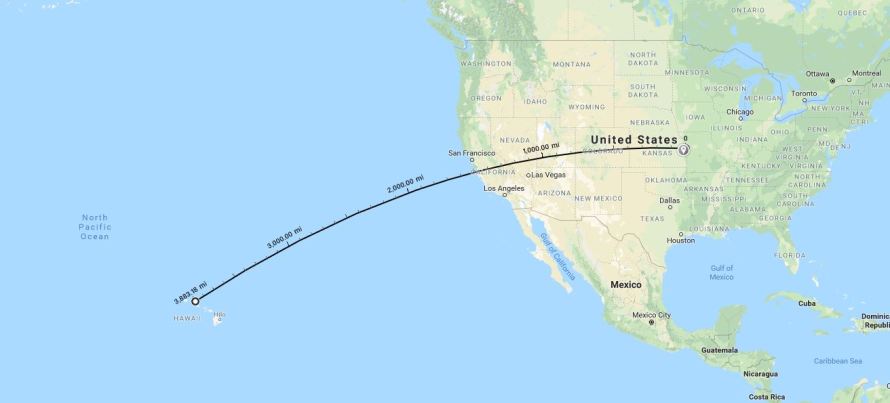 Kansas City to Honolulu Map